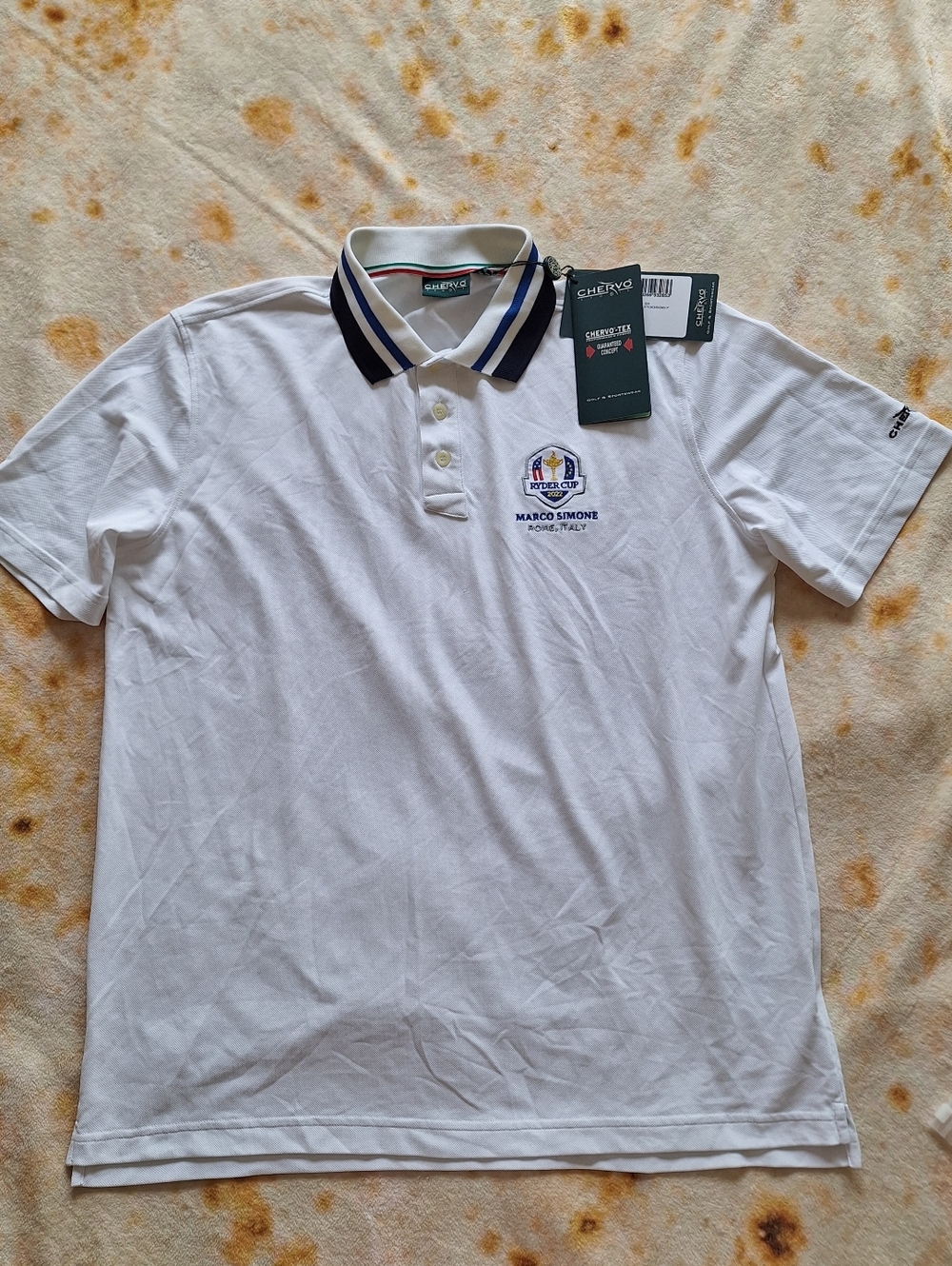 NWT Chervo Ryder Cup 2023 Marco Simone Polo Shirt Mens XL White Golf Italy Tech